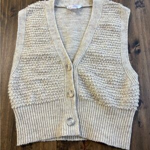 Beige Vest V-Neck Sweater